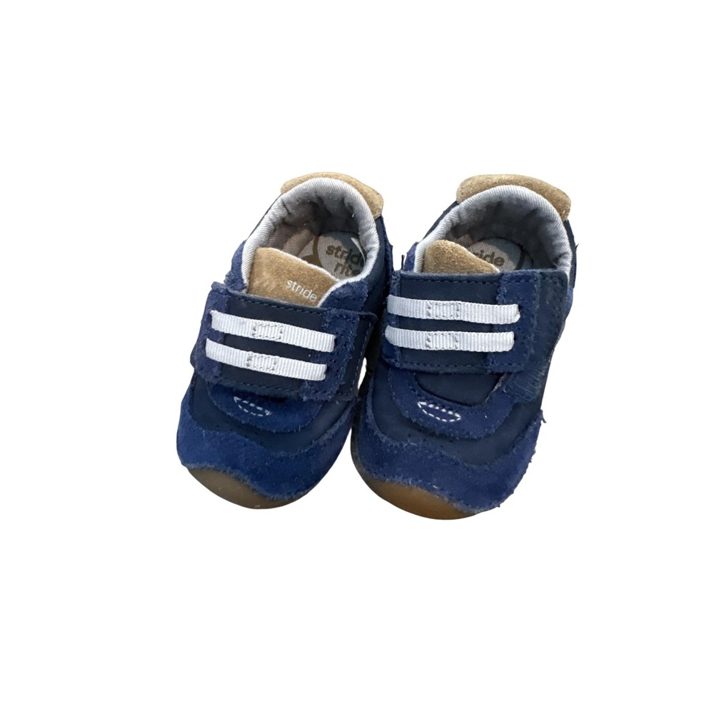 Stride Rite Soft Motion Shoes Toddler Boys Size 4 Blue Suede Hook Loop Sneakers